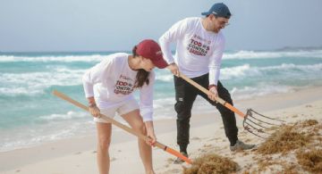 FOTOS muestran el estado de la Playa Marlín antes y después de haber retirado el sargazo en julio 2025