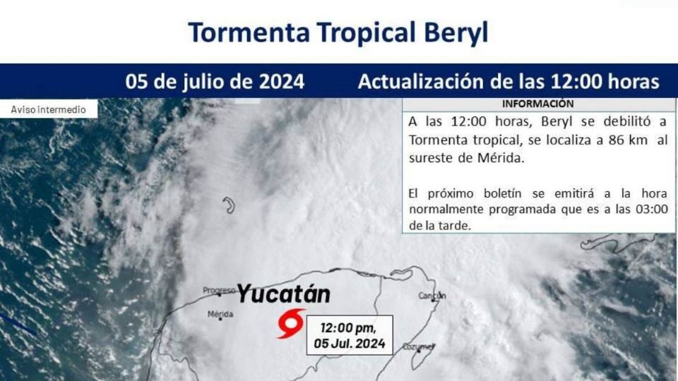 Beryl se convierte en Tormenta Tropical, mientras se acerca a Yucatán