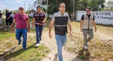 Supervisa Diego Castañon jornada de limpieza y rehabilitación de limpieza en Chemuyl.